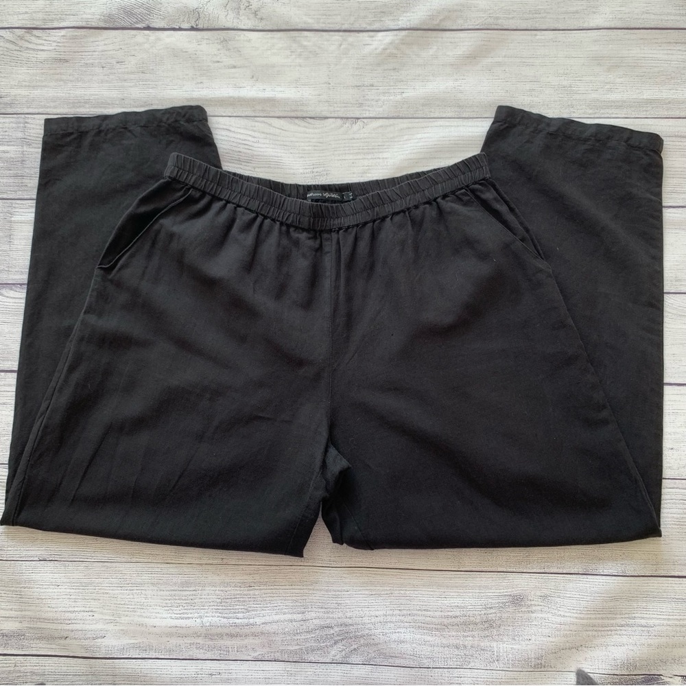 Gudrun Sjoden Black Linen Cotton Black High Waist Tapered Wide Leg Pants